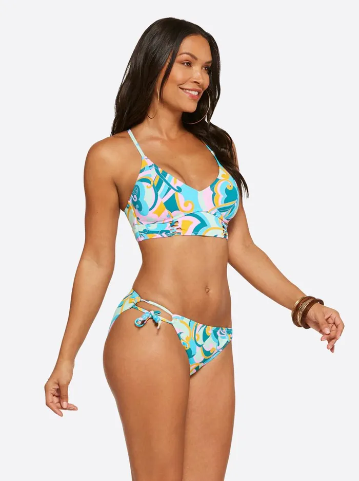 Women Swim Jessica Simpson Dream State Cropped Cami In Blue Multi