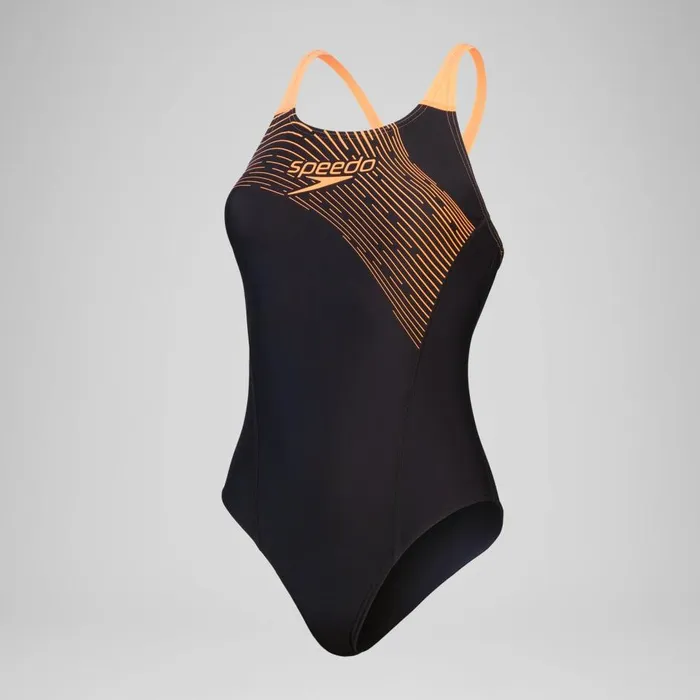 Women Swimming Costumes Speedo Women039s Medley Logo Swimsuit BlackOrange