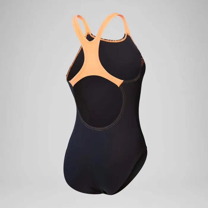 Women Swimming Costumes Speedo Women039s Medley Logo Swimsuit BlackOrange
