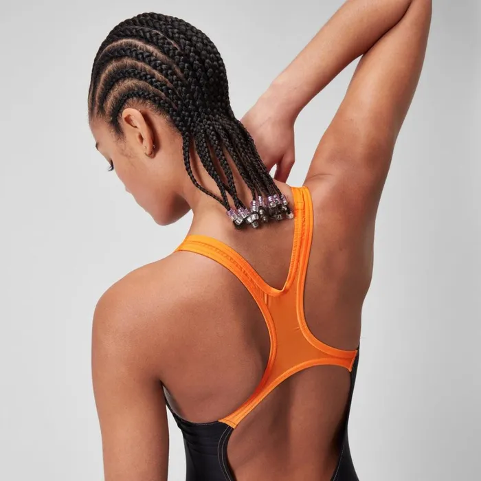 Women Swimming Costumes Speedo Women039s Medley Logo Swimsuit BlackOrange
