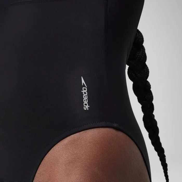 Women Swimming Costumes Speedo Women039s Solid Highneck Swimsuit Dark Grey