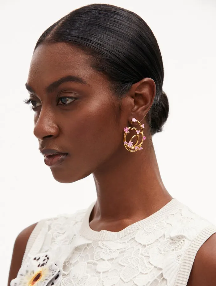Women Tangled O Floral Earrings Rose Oscar De La Renta Earrings Women Tangled O Floral Earrings Rose Oscar De La Renta Earrings