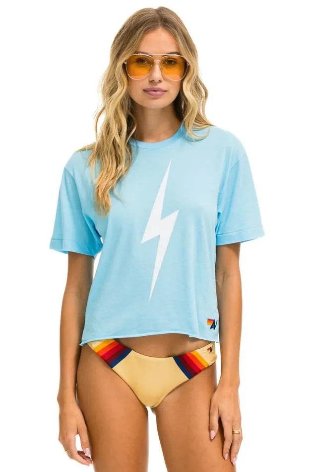 Women Tees Aviator Nation Bolt Boyfriend Tee 8211 Sky