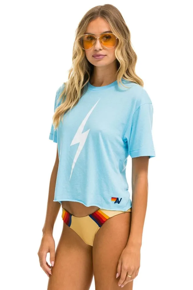 Women Tees Aviator Nation Bolt Boyfriend Tee 8211 Sky
