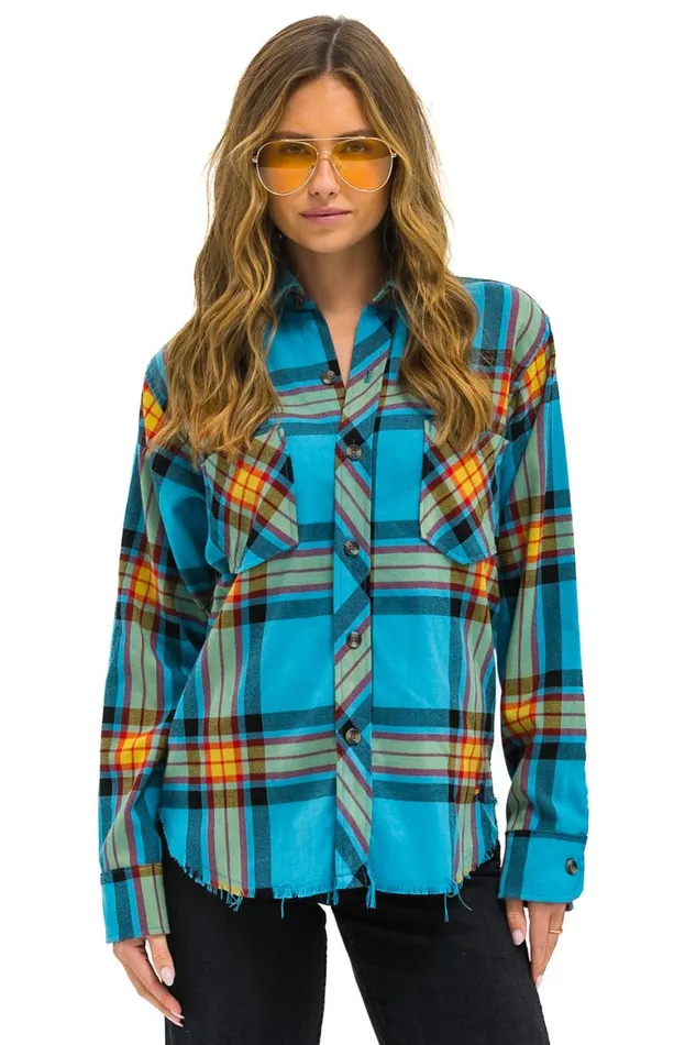 Women Tees Aviator Nation Plaid Flannel Light Weight Unisex Western Shirt 8211 Jackson Plaid