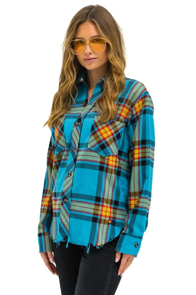 Women Tees Aviator Nation Plaid Flannel Light Weight Unisex Western Shirt 8211 Jackson Plaid