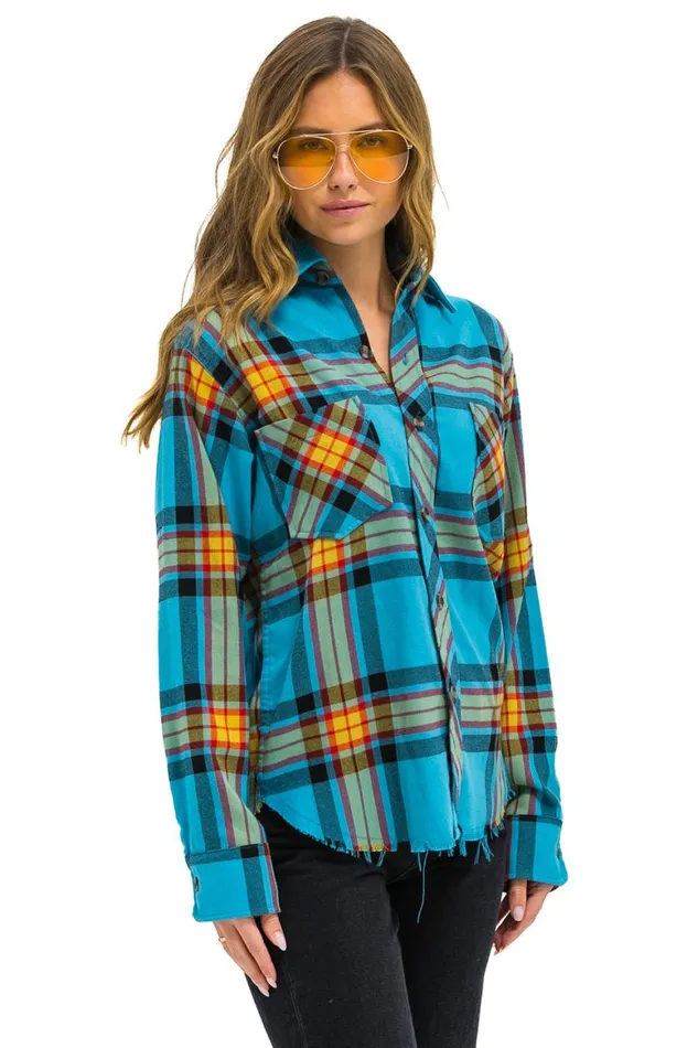 Women Tees Aviator Nation Plaid Flannel Light Weight Unisex Western Shirt 8211 Jackson Plaid