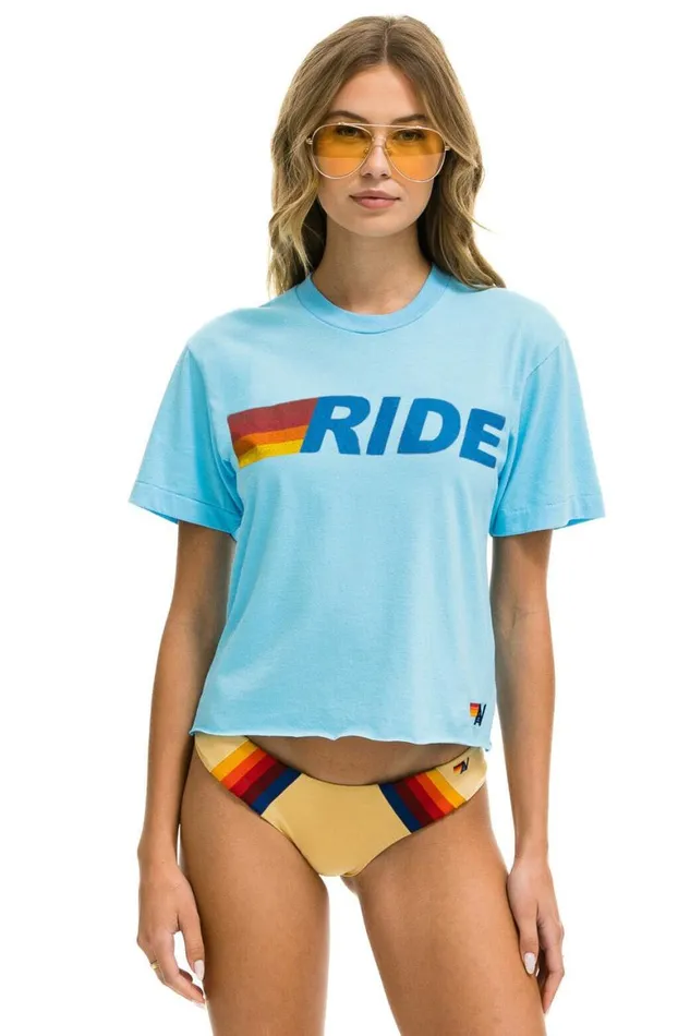 Women Tees Aviator Nation Ride Logo Boyfriend Tee 8211 Sky