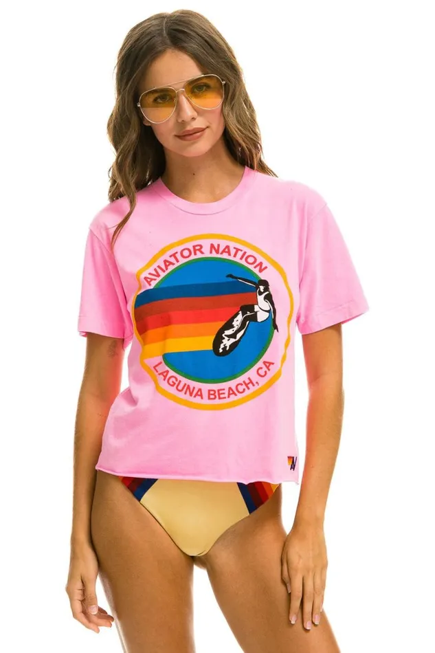 Women Tees Aviator Nation Signature Laguna Beach Boyfriend Tee 8211 Neon Pink Women Tees Aviator Nation Signature Laguna Beach Boyfriend Tee 8211 Neon Pink
