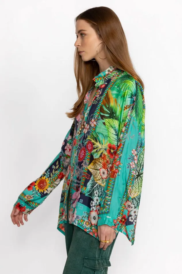 Women TIGRES ET FLEURS SELINE BUTTON DOWN Tigres Johnny Was Tops Women TIGRES ET FLEURS SELINE BUTTON DOWN Tigres Johnny Was Tops