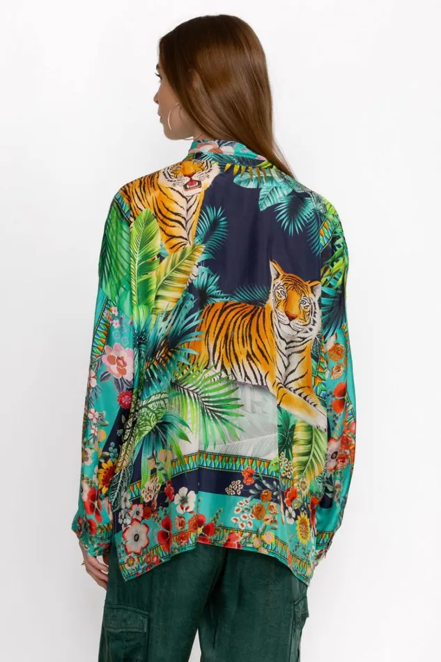 Women TIGRES ET FLEURS SELINE BUTTON DOWN Tigres Johnny Was Tops Women TIGRES ET FLEURS SELINE BUTTON DOWN Tigres Johnny Was Tops