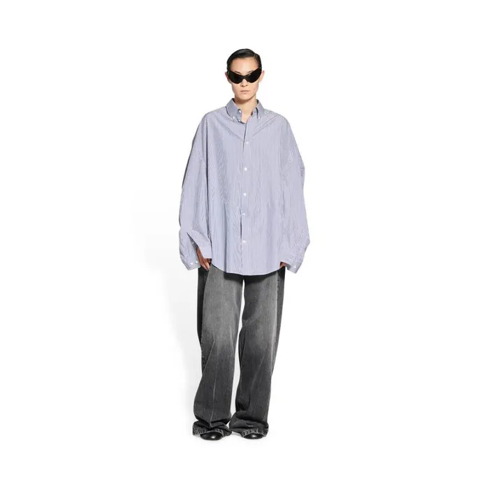 Women Tops and Shirts Balenciaga Twisted Sleeve Shirt In Blue