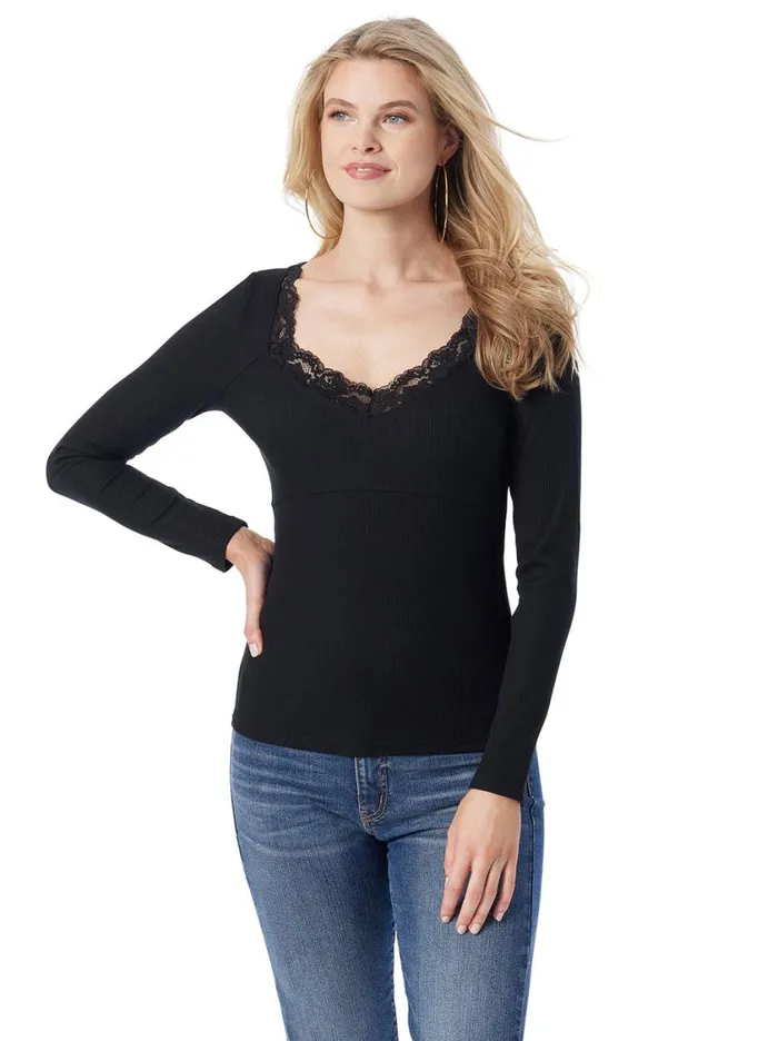 Women Tops and Tees Jessica Simpson Abbey Sweatheart Top In Anthracite