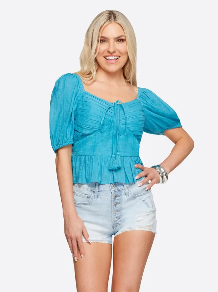 Women Tops and Tees Jessica Simpson Ami Halter Top In Pagoda Blue