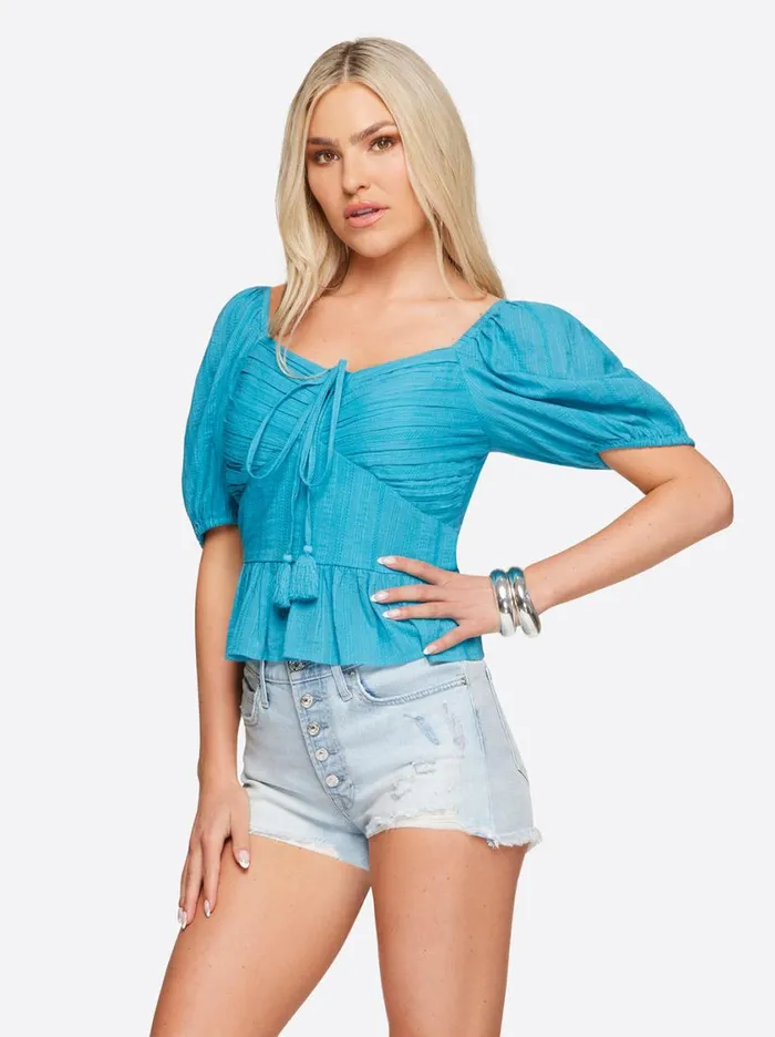 Women Tops and Tees Jessica Simpson Ami Halter Top In Pagoda Blue