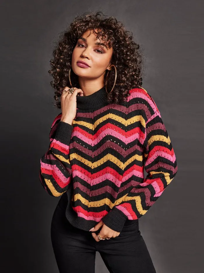 Women Tops and Tees Jessica Simpson Farai Sweater In Striped Multi
