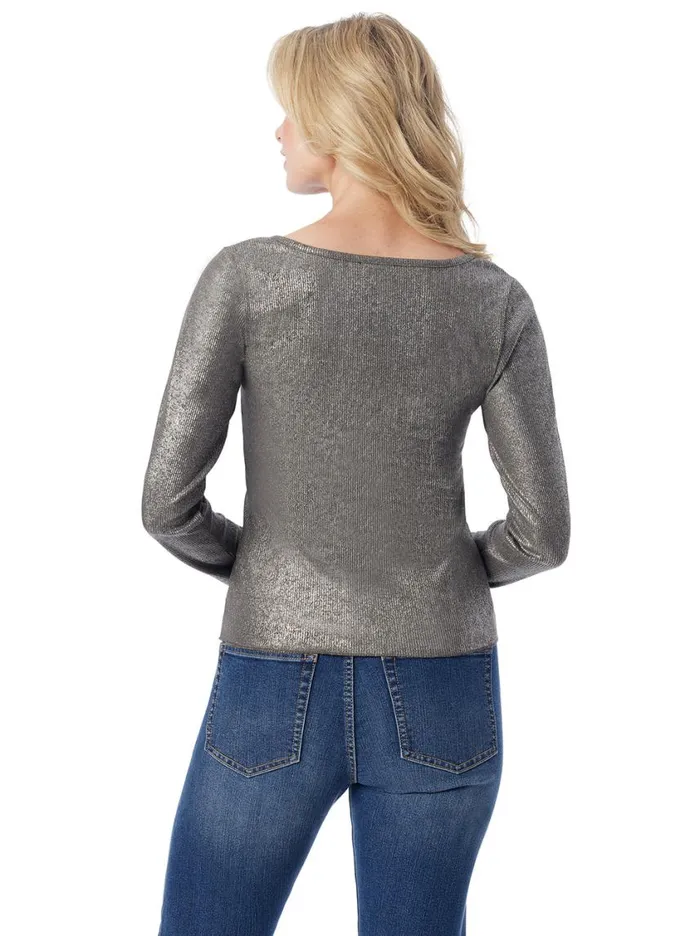 Women Tops and Tees Jessica Simpson Tahani Henley Top In Silver Grey