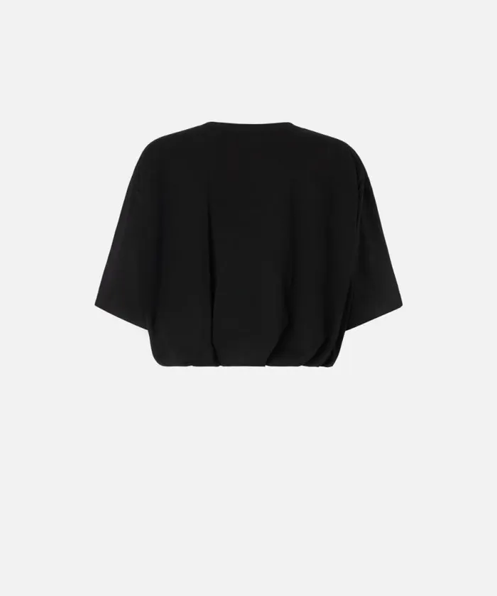 Women Topwear Pinko Cropped Jersey Tshirt With Embroidered Logo Limo Black Women Topwear Pinko Cropped Jersey Tshirt With Embroidered Logo Limo Black