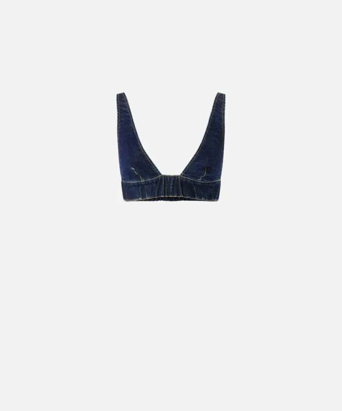 Women Topwear Pinko Dark Denim Bralette Rinse Wash Women Topwear Pinko Dark Denim Bralette Rinse Wash
