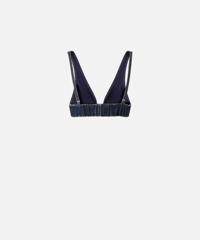 Women Topwear Pinko Dark Denim Bralette Rinse Wash Women Topwear Pinko Dark Denim Bralette Rinse Wash