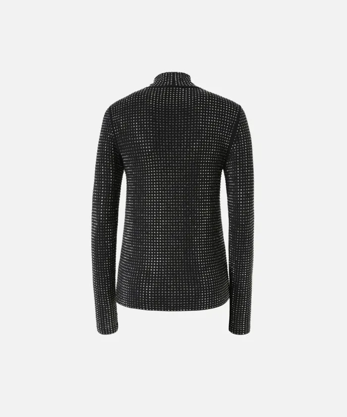 Women Topwear Pinko Highneck Jersey Sweater With Rhinestones All Over Limo Black Women Topwear Pinko Highneck Jersey Sweater With Rhinestones All Over Limo Black