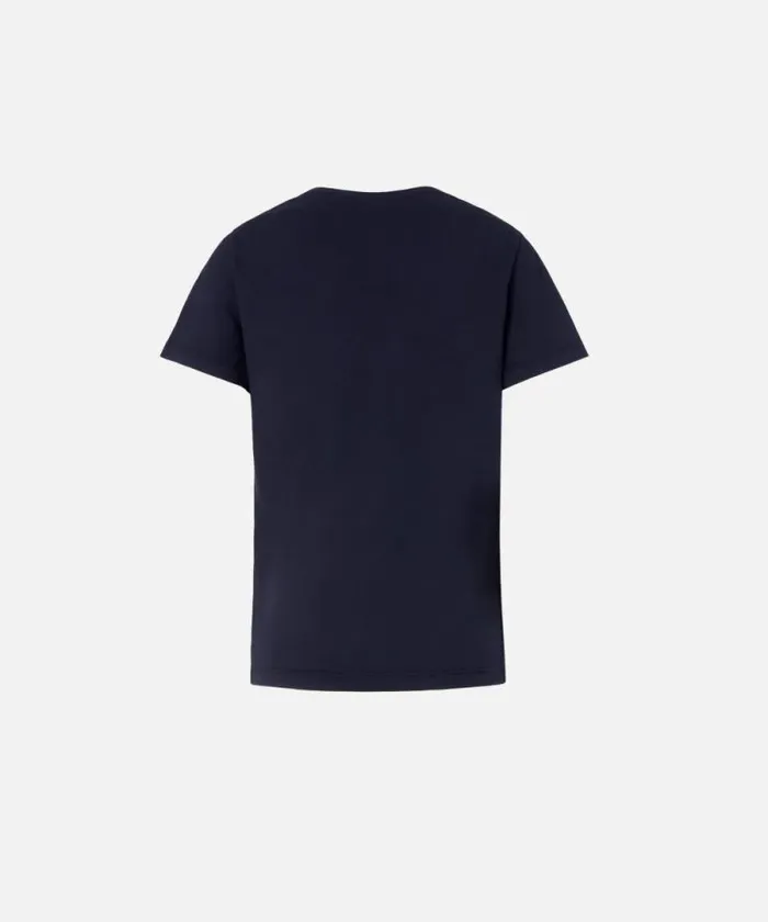 Women Topwear Pinko Logo Print Vneck Tshirt Total Eclipse Blue Women Topwear Pinko Logo Print Vneck Tshirt Total Eclipse Blue