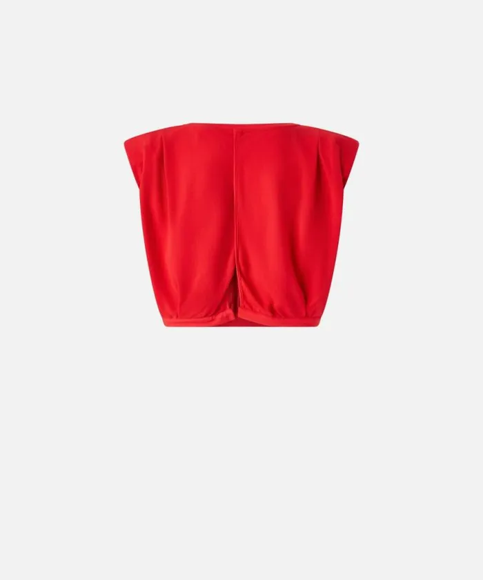 Women Topwear Pinko Sleeveless Crop Top In 100 Cotton Lively Red Women Topwear Pinko Sleeveless Crop Top In 100 Cotton Lively Red