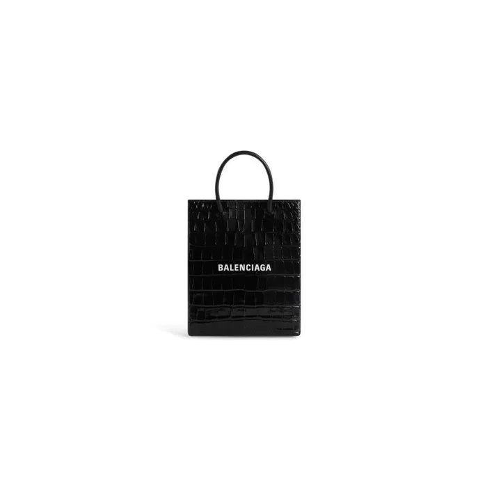 Women Tote Bags Balenciaga Large Shopping Bag Crocodile Embossed In Black