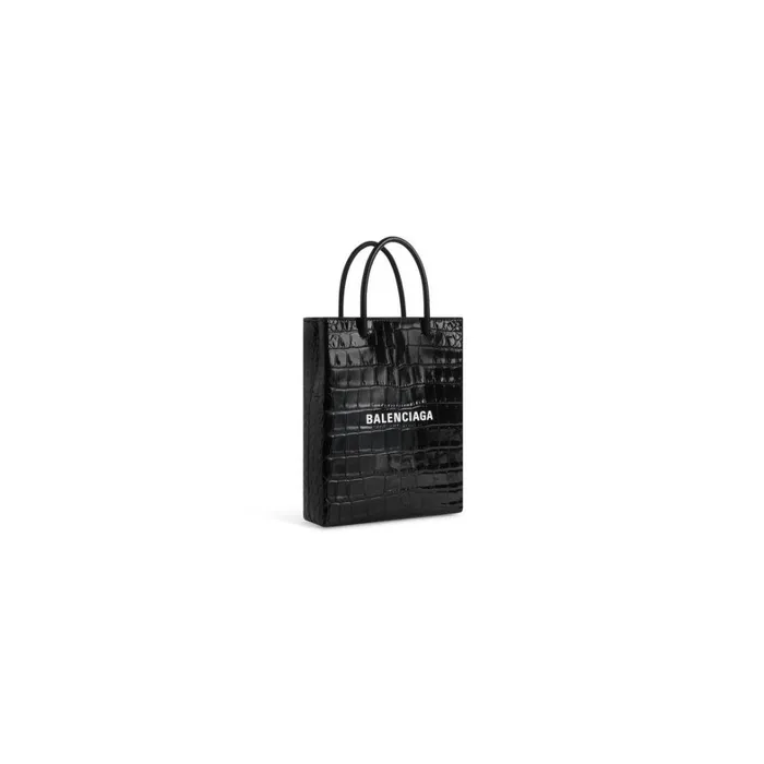 Women Tote Bags Balenciaga Large Shopping Bag Crocodile Embossed In Black