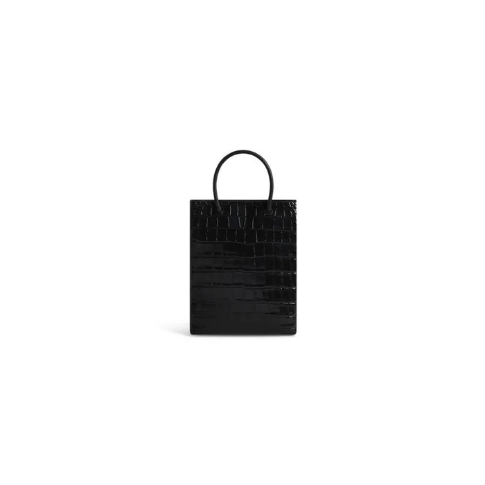 Women Tote Bags Balenciaga Large Shopping Bag Crocodile Embossed In Black