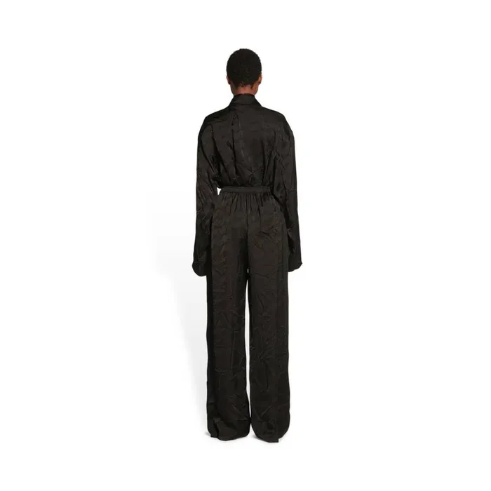 Women Trousers Balenciaga Bb Monogram Pyjama Trousers In Black