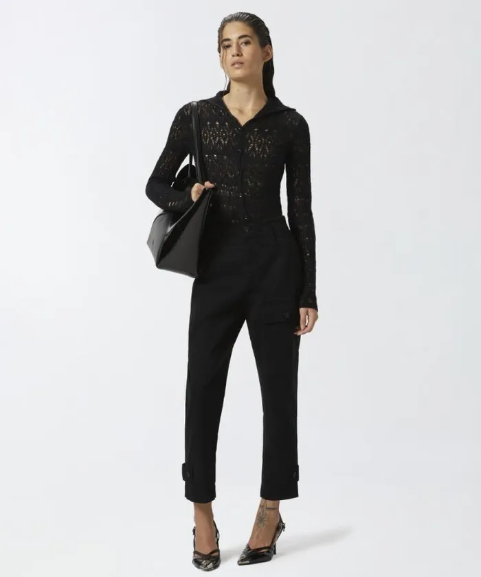 Women Trousers Pinko Cotton Cargo Trousers With Pockets Limo Black