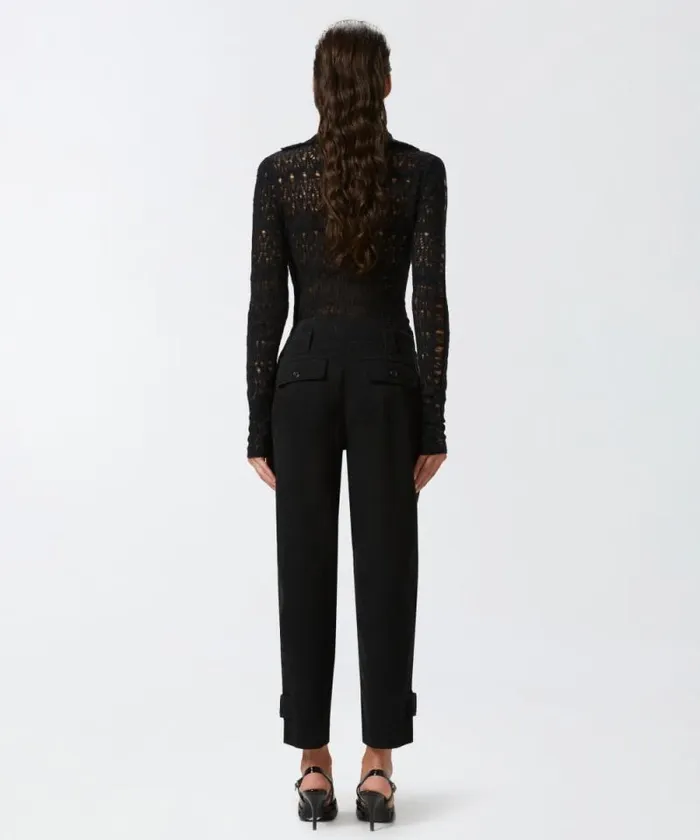 Women Trousers Pinko Cotton Cargo Trousers With Pockets Limo Black Women Trousers Pinko Cotton Cargo Trousers With Pockets Limo Black