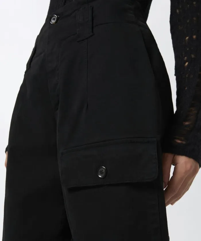 Women Trousers Pinko Cotton Cargo Trousers With Pockets Limo Black Women Trousers Pinko Cotton Cargo Trousers With Pockets Limo Black