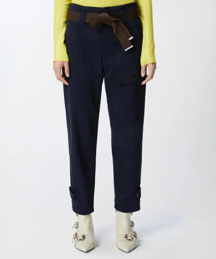 Women Trousers Pinko Cotton Cargo Trousers With Pockets Total Eclipse Blue Women Trousers Pinko Cotton Cargo Trousers With Pockets Total Eclipse Blue