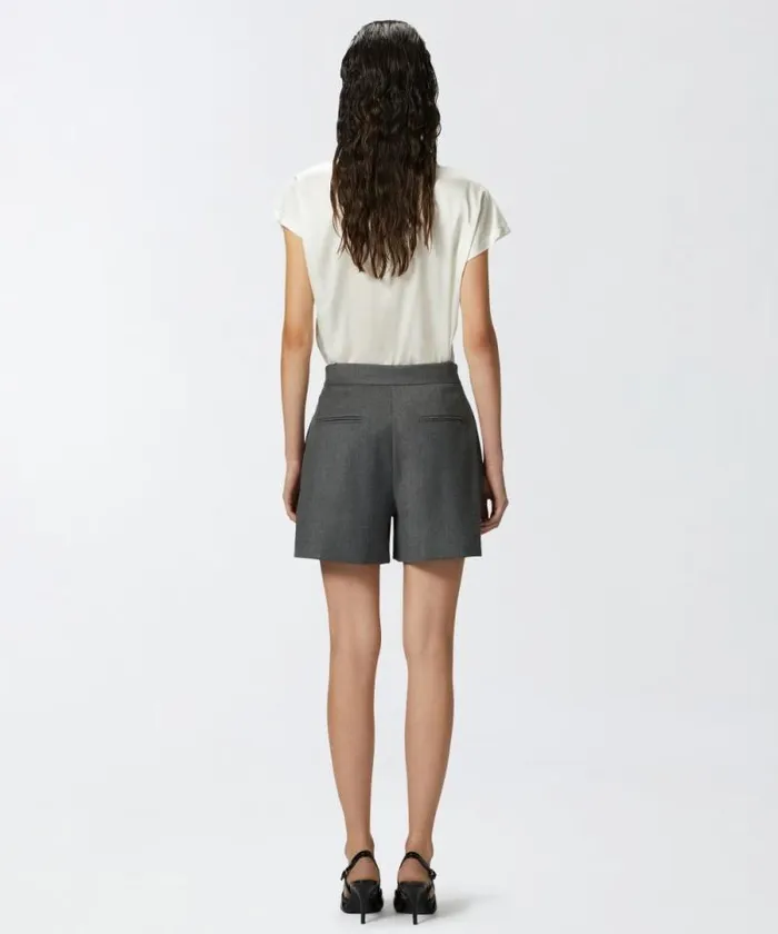 Women Trousers Pinko Elegant Flannel Shorts Grey Redyepewter Women Trousers Pinko Elegant Flannel Shorts Grey Redyepewter