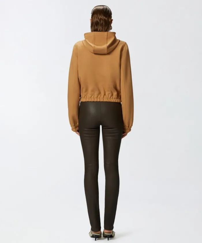 Women Trousers Pinko Fitted Nappa Leather Trousers With Zipped Hems Java Brown Women Trousers Pinko Fitted Nappa Leather Trousers With Zipped Hems Java Brown