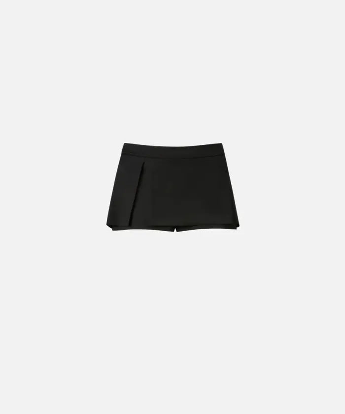 Women Trousers Pinko Flannel Mini Skirteffect Shorts Limo Black