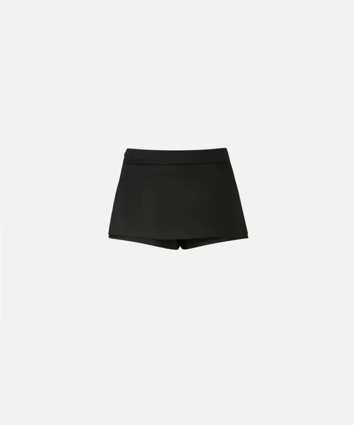 Women Trousers Pinko Flannel Mini Skirteffect Shorts Limo Black Women Trousers Pinko Flannel Mini Skirteffect Shorts Limo Black