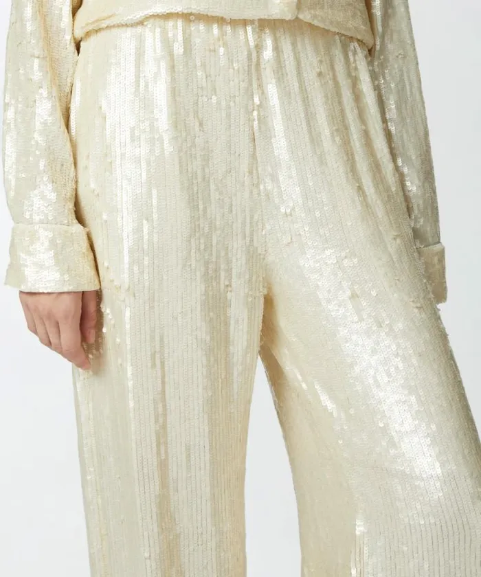 Women Trousers Pinko Palazzo Trousers With Sequins Snow White Women Trousers Pinko Palazzo Trousers With Sequins Snow White