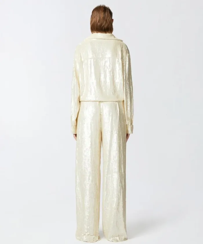 Women Trousers Pinko Palazzo Trousers With Sequins Snow White Women Trousers Pinko Palazzo Trousers With Sequins Snow White