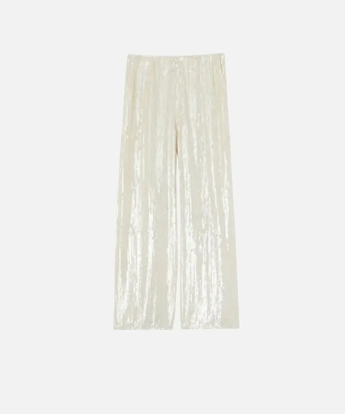 Women Trousers Pinko Palazzo Trousers With Sequins Snow White Women Trousers Pinko Palazzo Trousers With Sequins Snow White