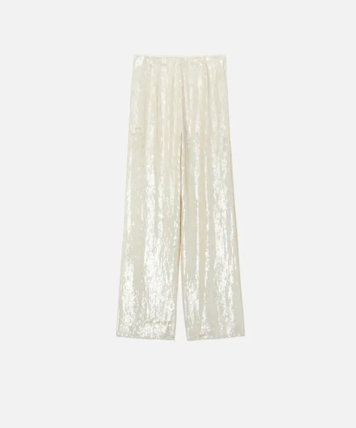 Women Trousers Pinko Palazzo Trousers With Sequins Snow White Women Trousers Pinko Palazzo Trousers With Sequins Snow White