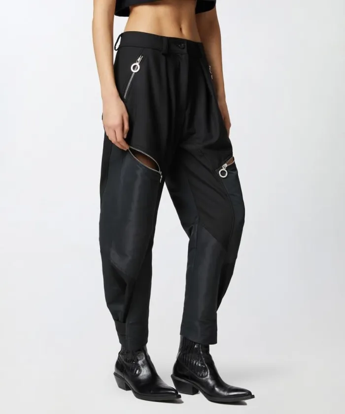 Women Trousers Pinko Technical Fabric PPants Trousers With Zip Limo Black Women Trousers Pinko Technical Fabric PPants Trousers With Zip Limo Black