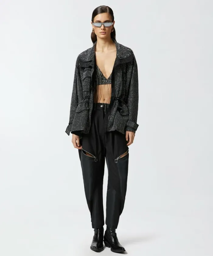 Women Trousers Pinko Technical Fabric PPants Trousers With Zip Limo Black Women Trousers Pinko Technical Fabric PPants Trousers With Zip Limo Black
