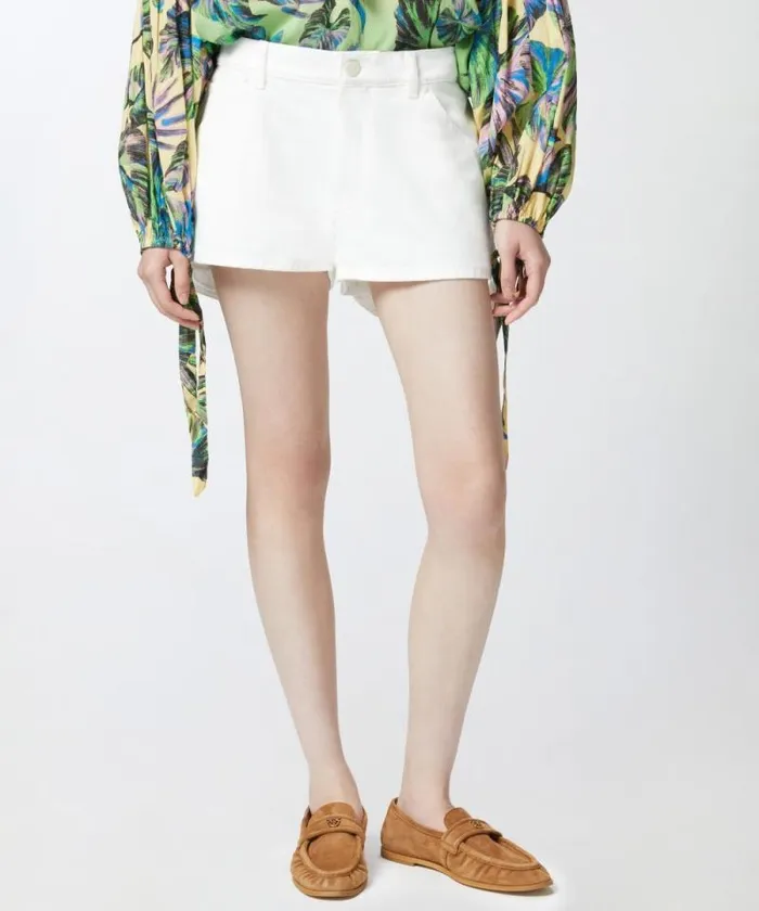 Women Trousers Pinko Workwearstyle Shorts In Cotton Bull White White Women Trousers Pinko Workwearstyle Shorts In Cotton Bull White White