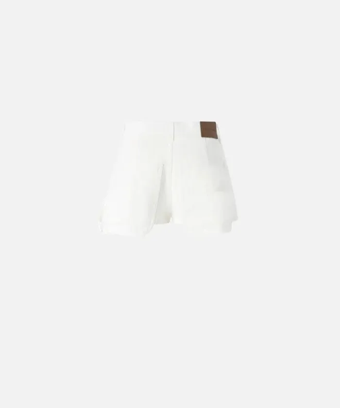 Women Trousers Pinko Workwearstyle Shorts In Cotton Bull White White Women Trousers Pinko Workwearstyle Shorts In Cotton Bull White White