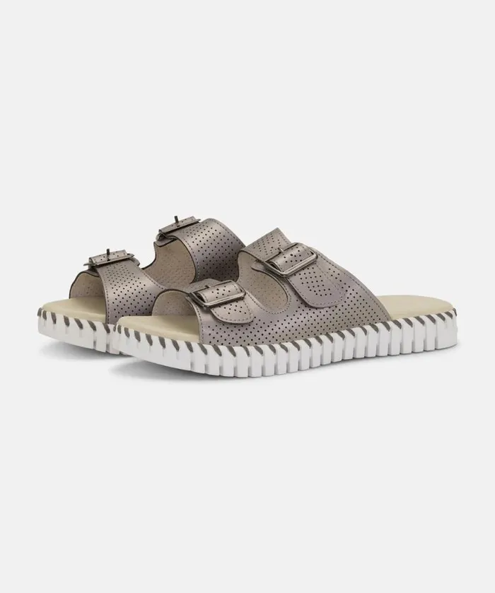 Women Tulip Flats Ilse Jacobsen Sandals 8211 Gun Metal