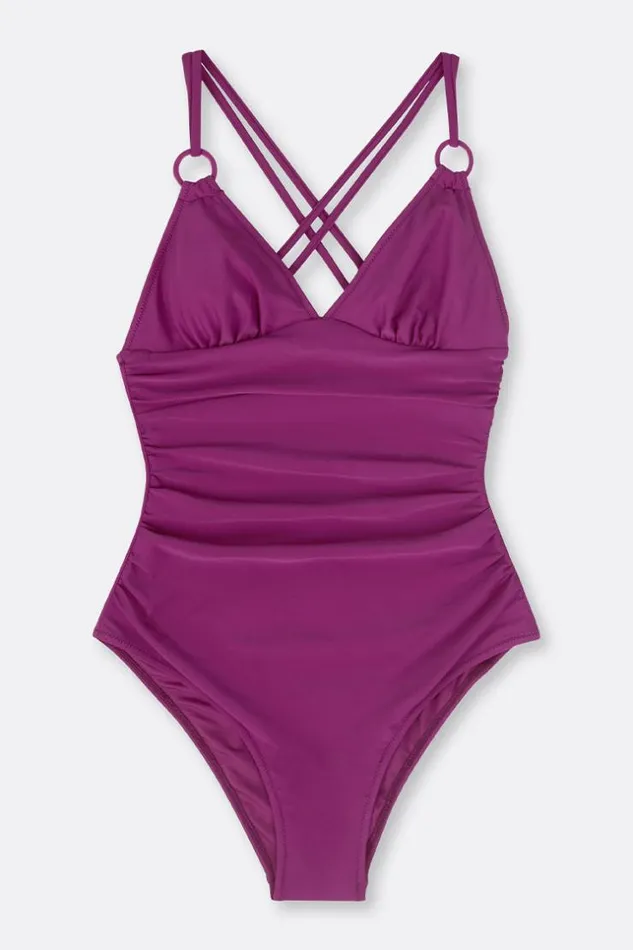 Women Tummy Control Swimsuits Cupshe Elliot Oring Crisscross Back One Piece Swimsuit Red Violet