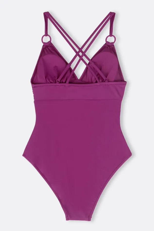 Women Tummy Control Swimsuits Cupshe Elliot Oring Crisscross Back One Piece Swimsuit Red Violet